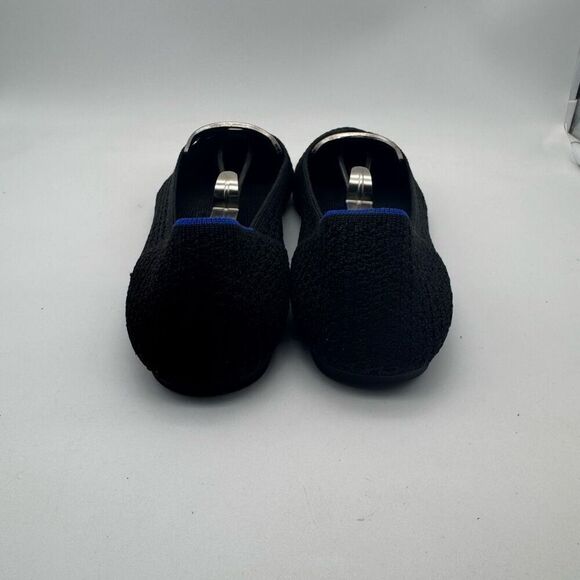 Rothys Ballet Flats Solid Black Size 7 1/2 Round Toe Blue Halo - Picture 4 of 5